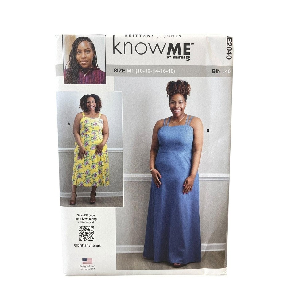 Know Me Sewing Pattern ME2040 Misses M1 10-18 Multicolor Maxi Sundress Strappy